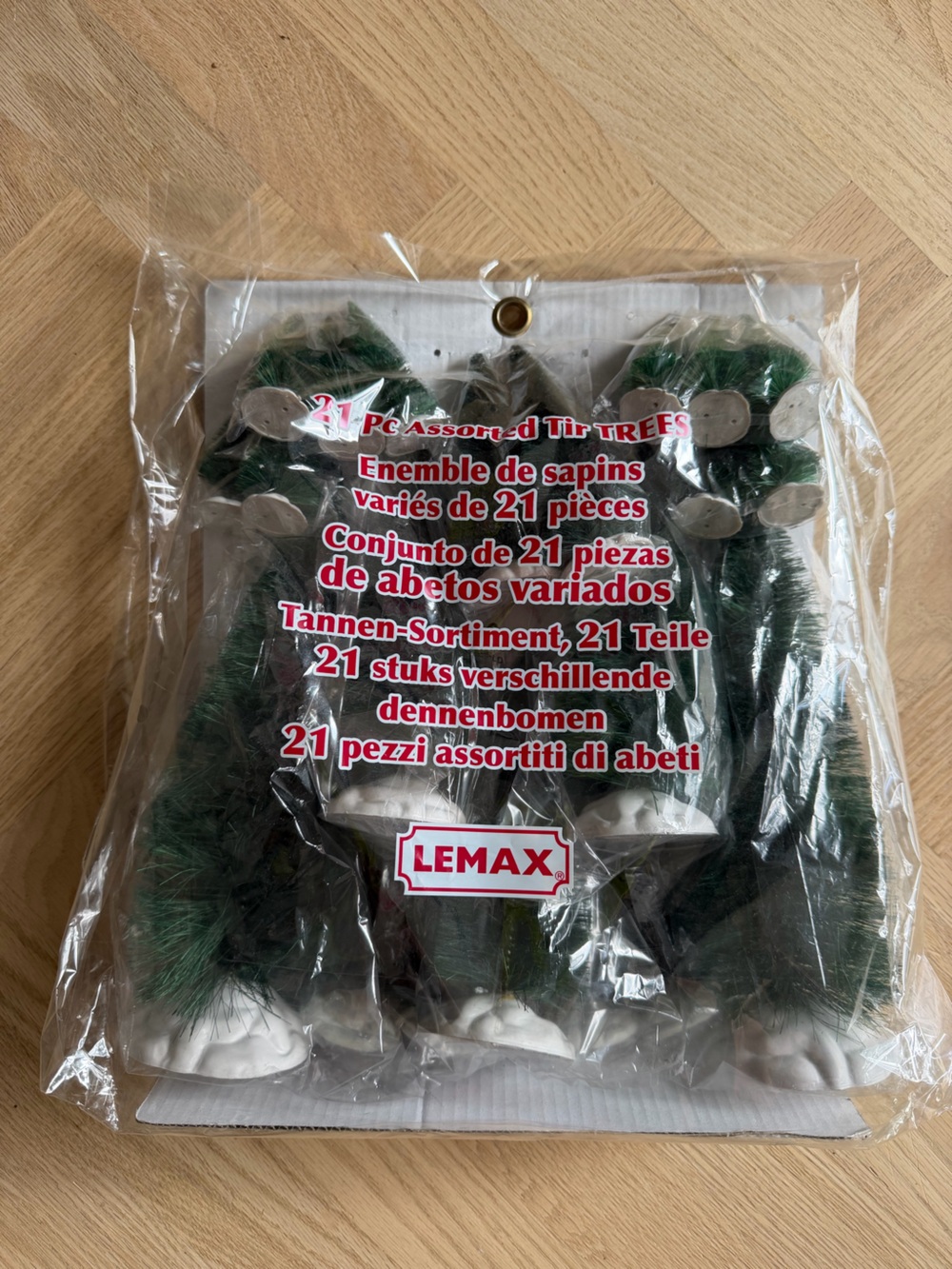 LEMAX VILLAGE COLLECTION 21 piece PINE TREES ASSORTED SIZES. New in package.
